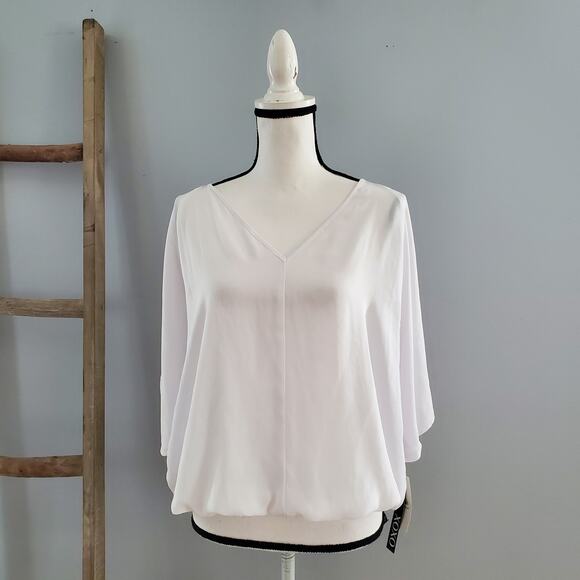 XOXO White Angel Sleeve Sheer Flowy V-Neckline Top L - Picture 1 of 10